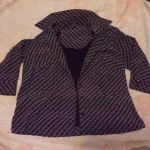 Notations Women's Black And White 3/4 Sleeve Button Up Shirt Size 1X